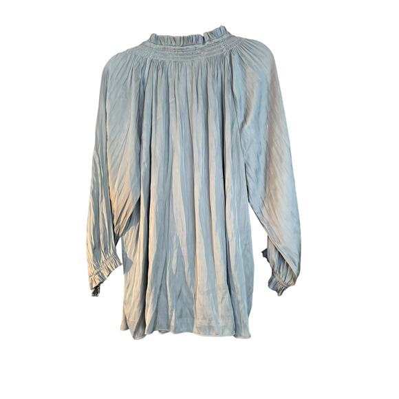 Carmen High Ruffle Neck Blouse Top Long Sleeve 2X tie Neck Flowy Boho Office - Picture 5 of 6